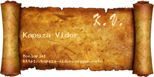 Kapsza Vidor névjegykártya